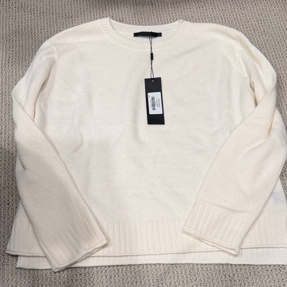 Jenni Kayne Cream Crew Neck everyday Sweater size medium nwt